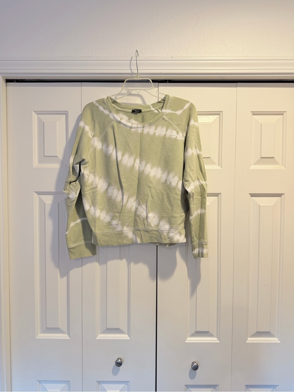 Rails "Theo" Sage Green and Ivory Tie-Dye Cropped Sweatshirt #0195